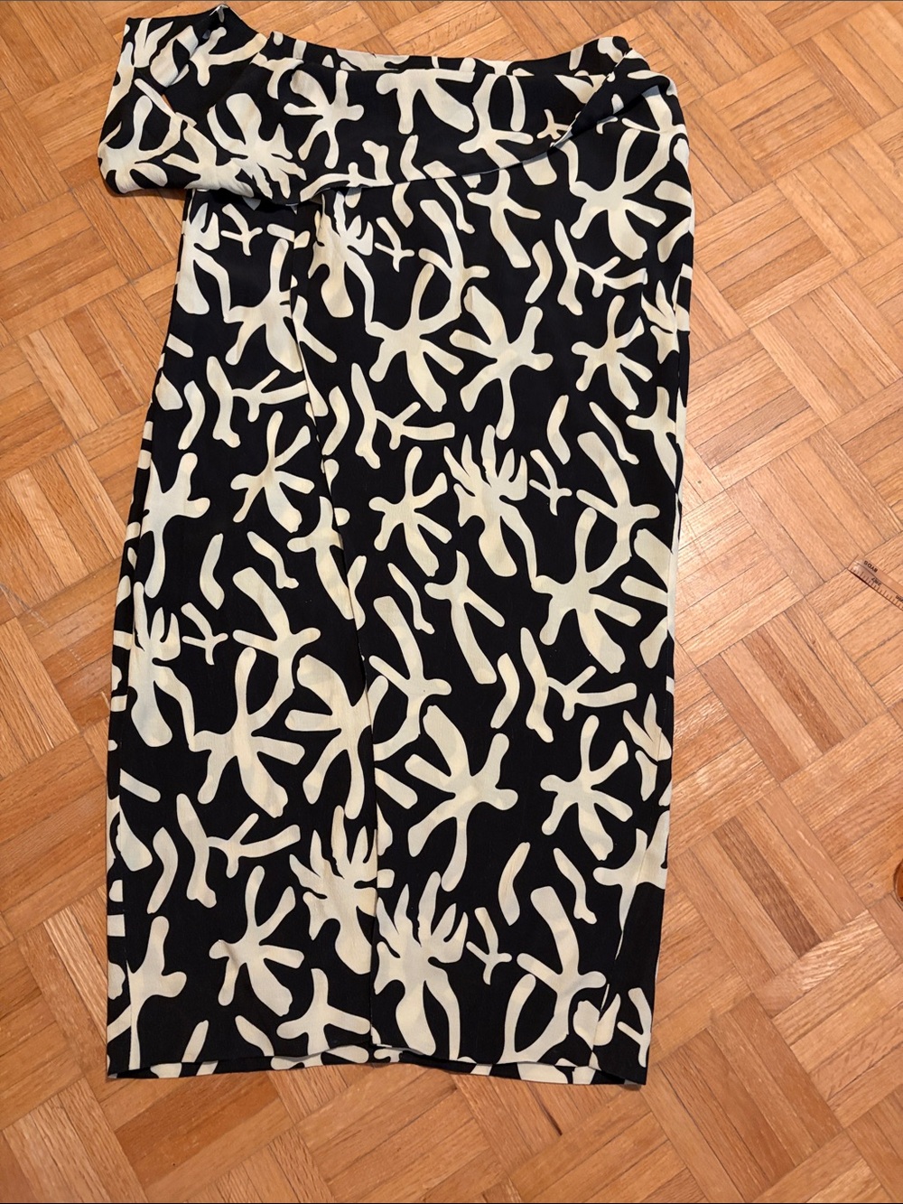 Nanushka Black & Cream Abstract Print Skirt